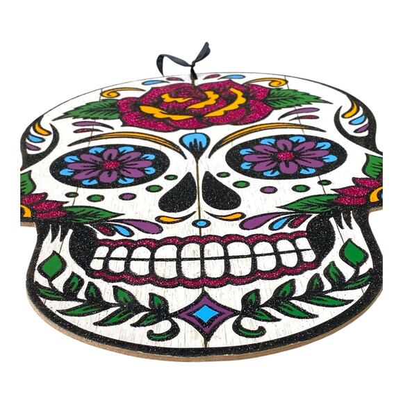 Colorful Sugar Skull Wall Décor – Day of the Dead / Halloween Decoration - Picture 2 of 4
